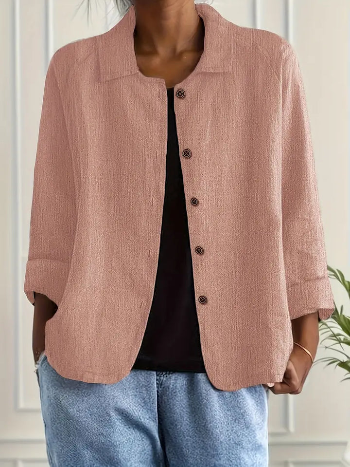 Lightweight Cotton Blouse with Collar and Button Closure for Women, view 2 - Elena Harper