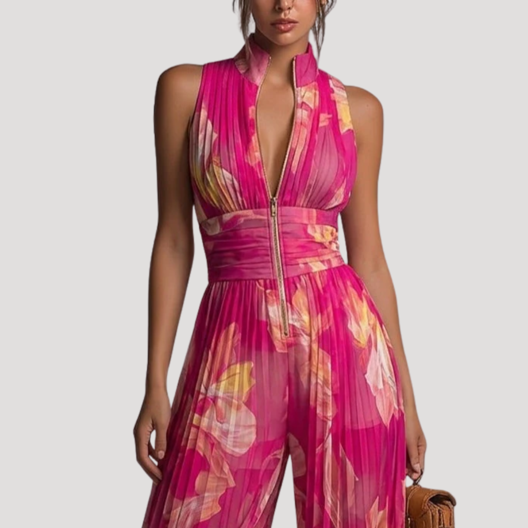 Elegant Floral Zip Jumpsuit for Women