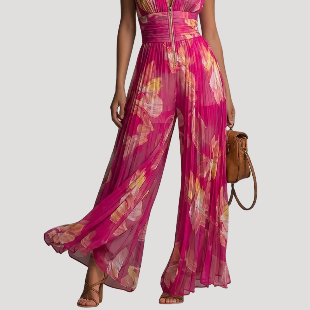Elegant Floral Zip Jumpsuit for Women