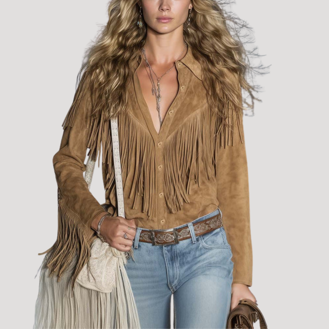 Fringe Button-Up Women's Shirt