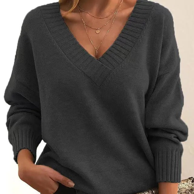 Mordane - Elegant Long Sleeve Sweater With V-Neck
