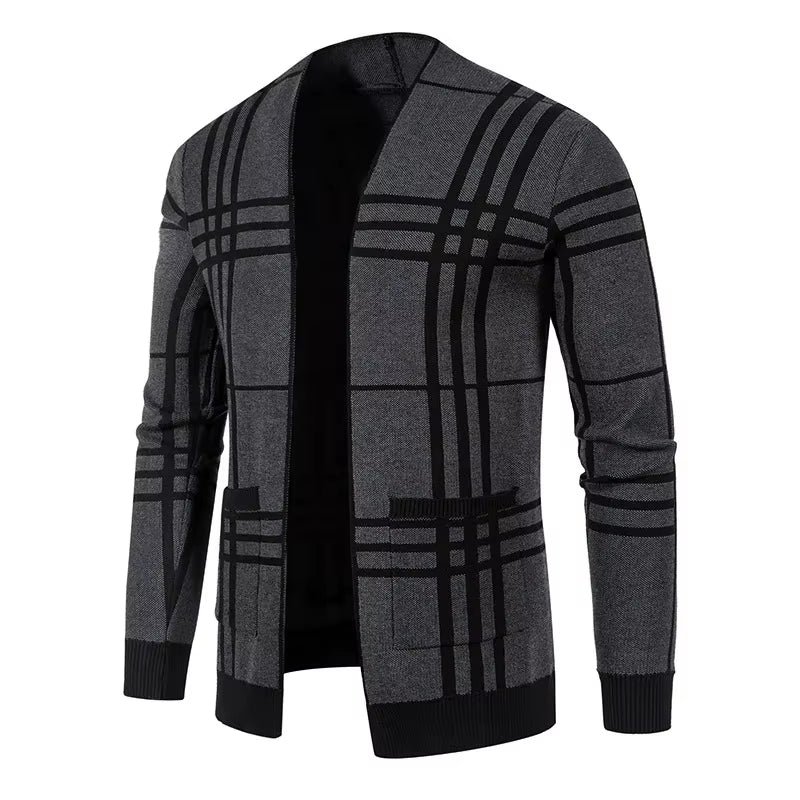 ELENA HARPER™  |  CHECKED KNIT CARDIGAN FOR MEN