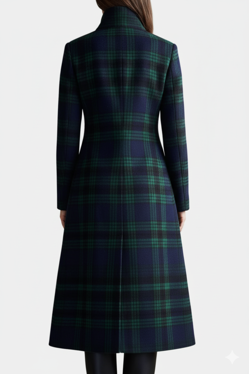 Glendine Elegant Plaid Coat - Elena Harper