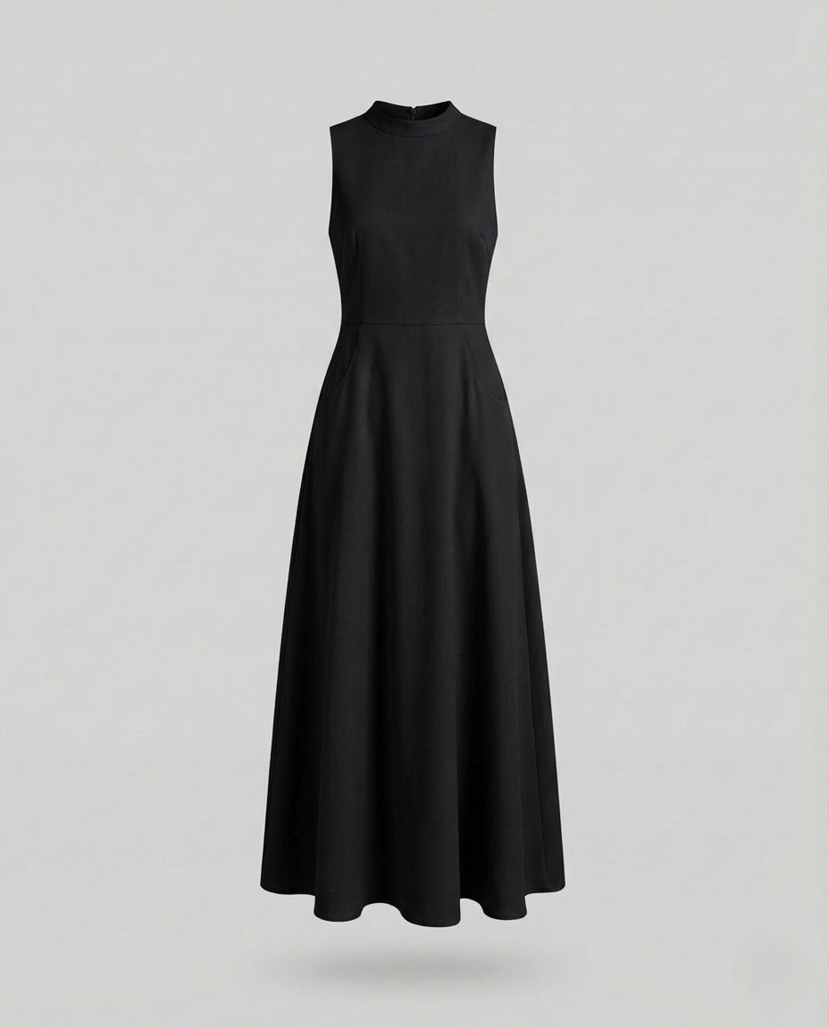 Women’s Sleeveless Maxi Dress with Ribbed Top, view 7 - Elena Harper