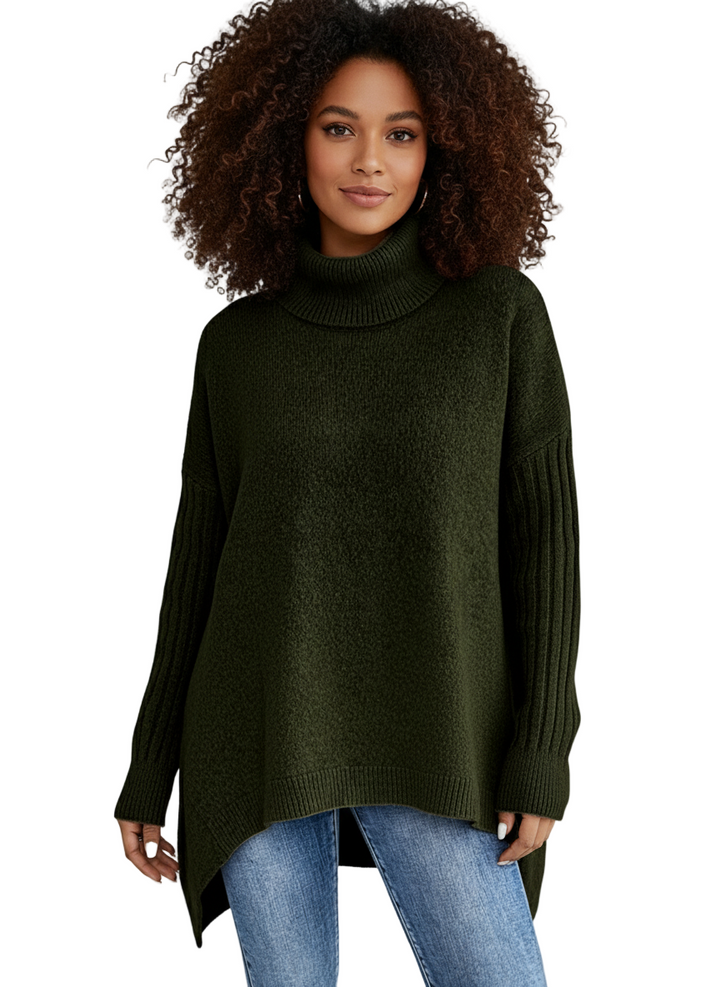 NAOMI – COZY ASYMMETRICAL TURTLENECK SWEATER