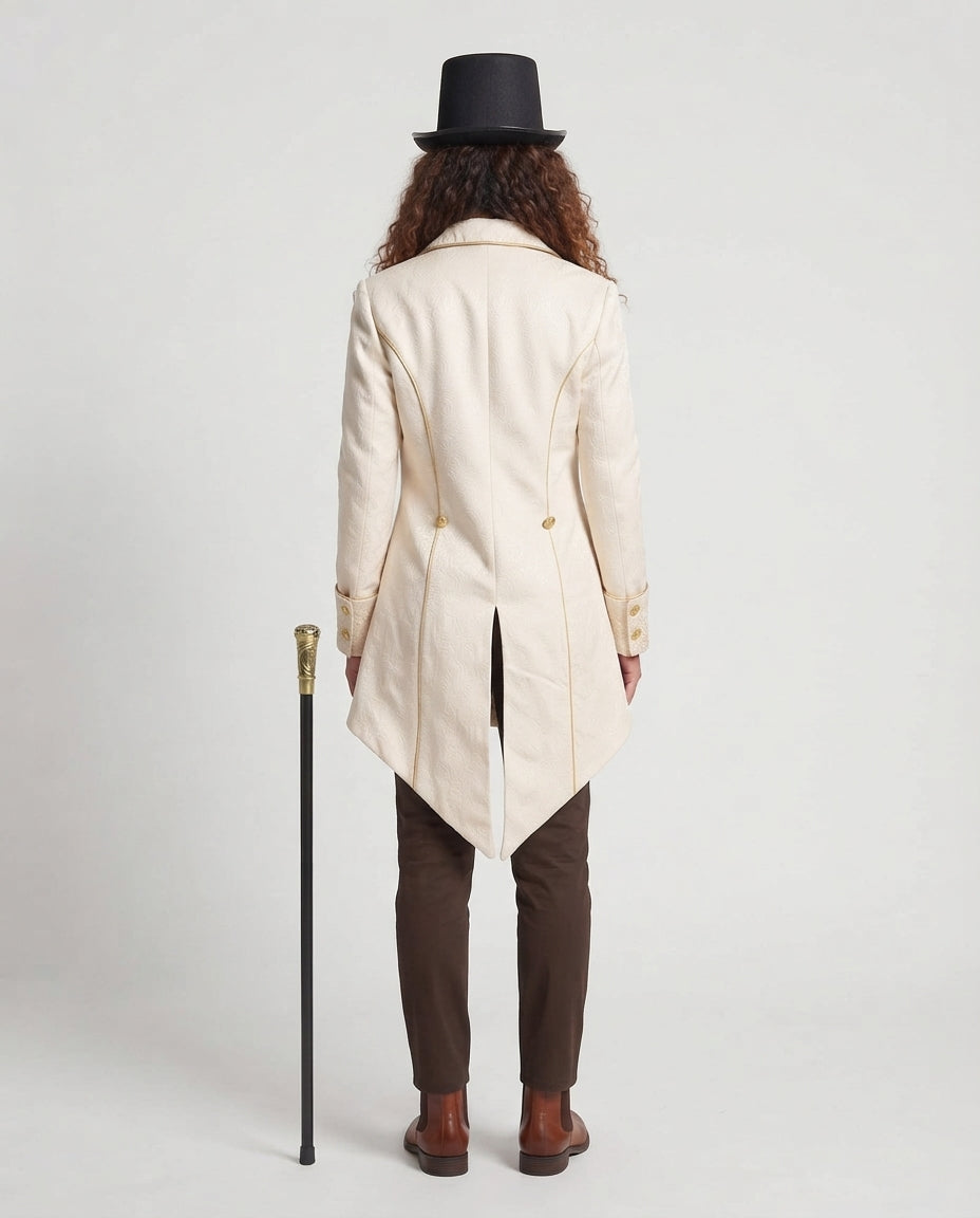 Ladies' Elegant Tailcoat Jacket with Artistic Embellishments Echo Archive, view 4 - Elena Harper