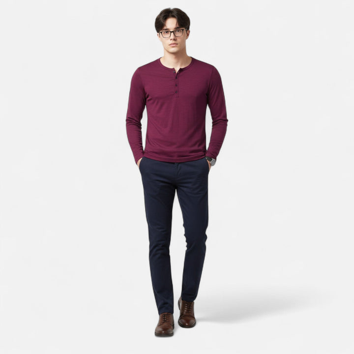 ELENA HARPER™  |  MEN'S BUTTON HENLEY SHIRT