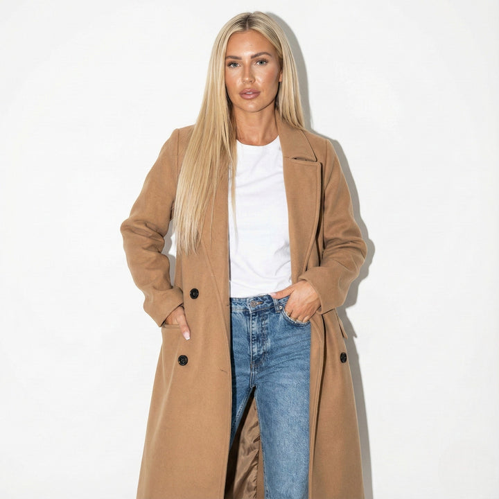 Ladies Long Winter Coat with Long Lapels