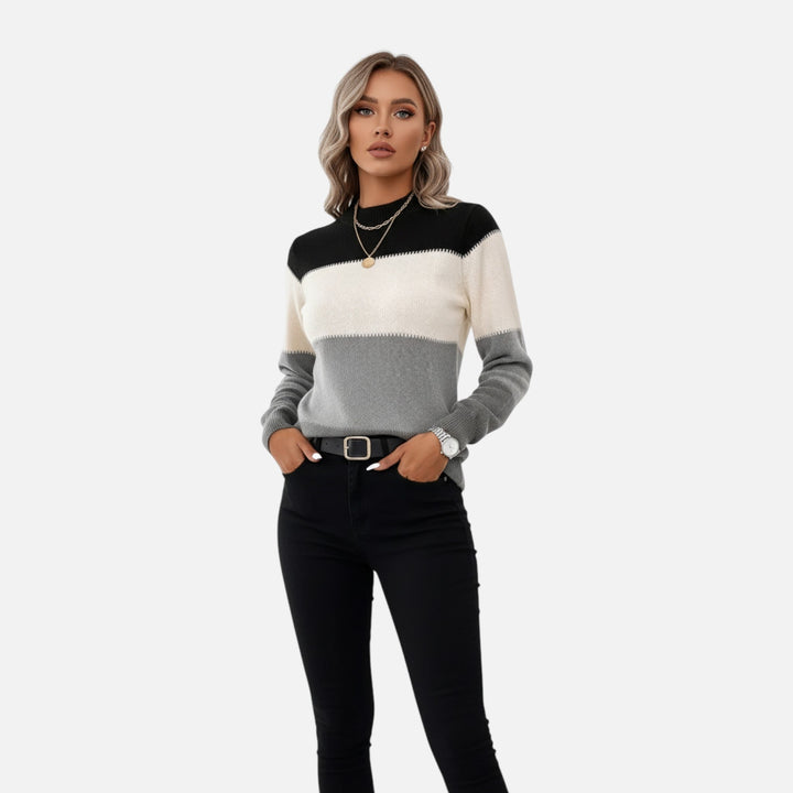Women's Striped Crew Neck Sweater - Effortless Style