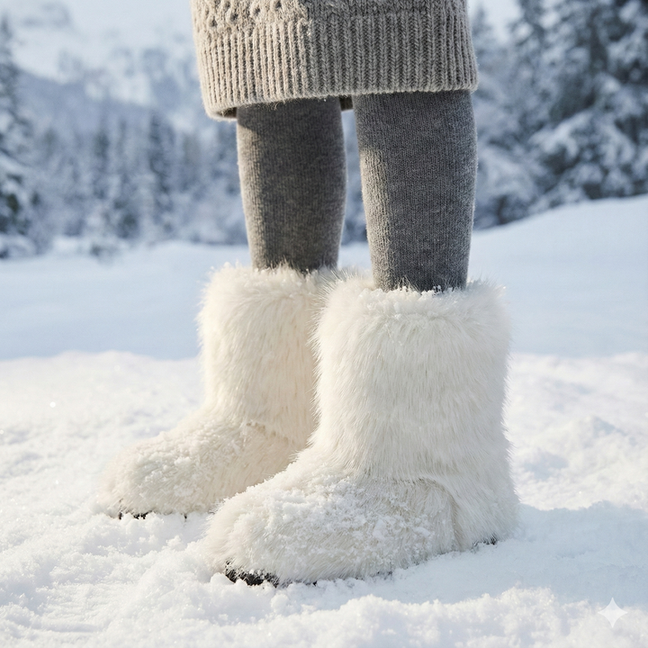 Women's Winter Boots with Plush Exterior and Comfortable Wedge - Kavira