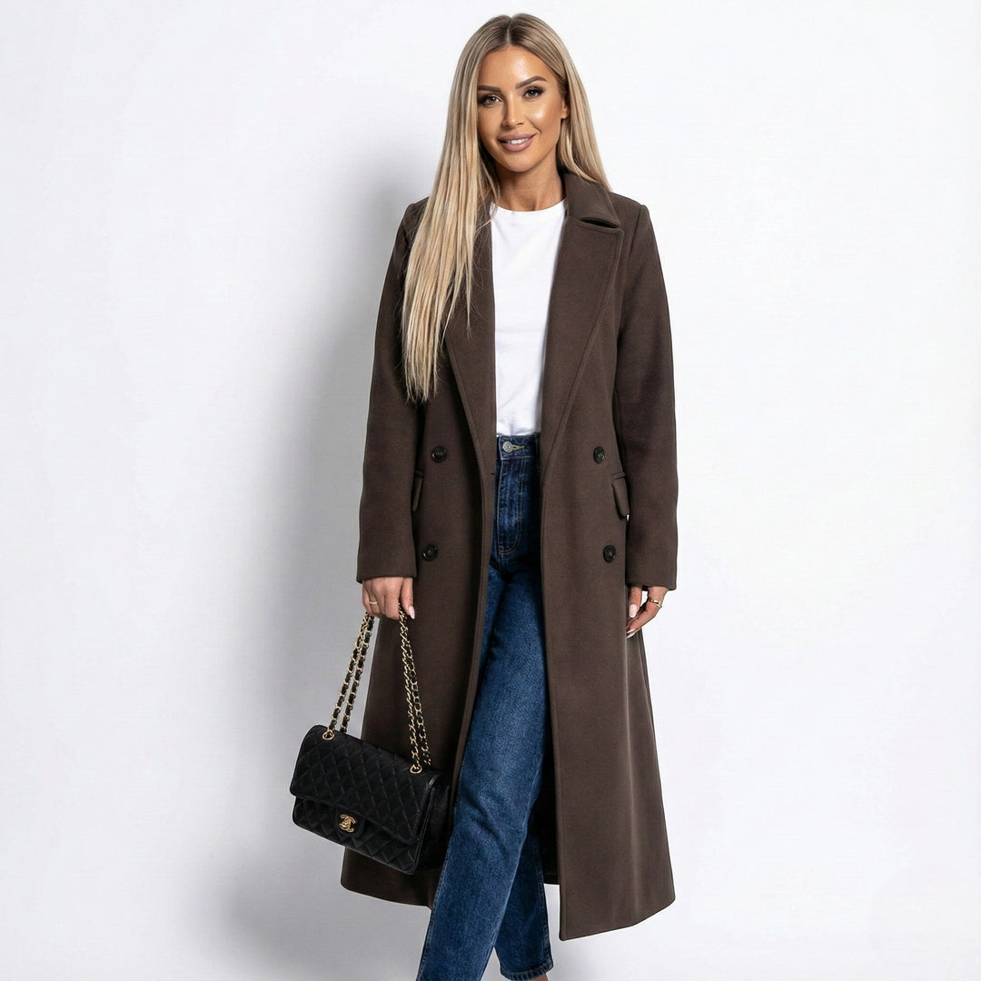 Ladies Long Winter Coat with Long Lapels