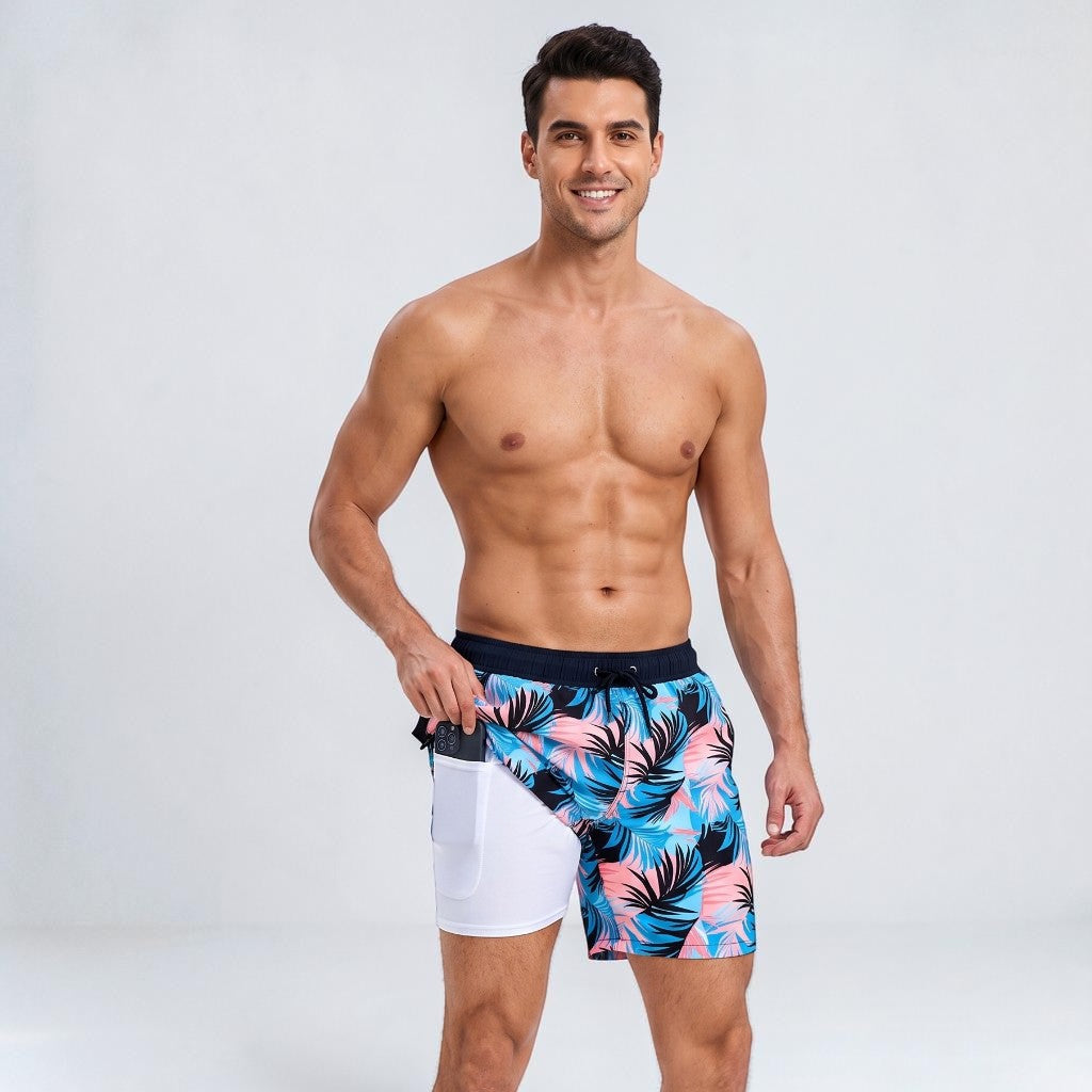 Men's Montarello Summer Quick-Dry Swim Shorts with Compression Liner