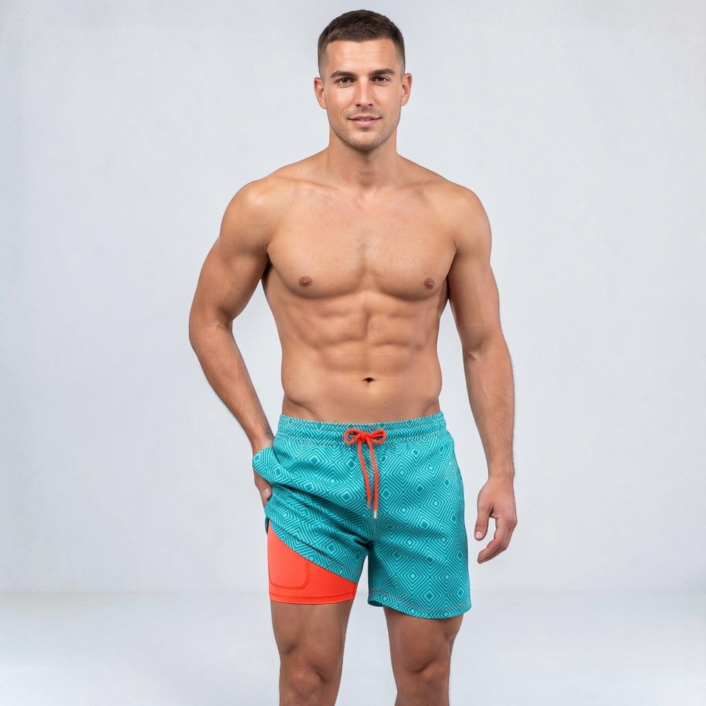 Men's Montarello Summer Quick-Dry Swim Shorts with Compression Liner