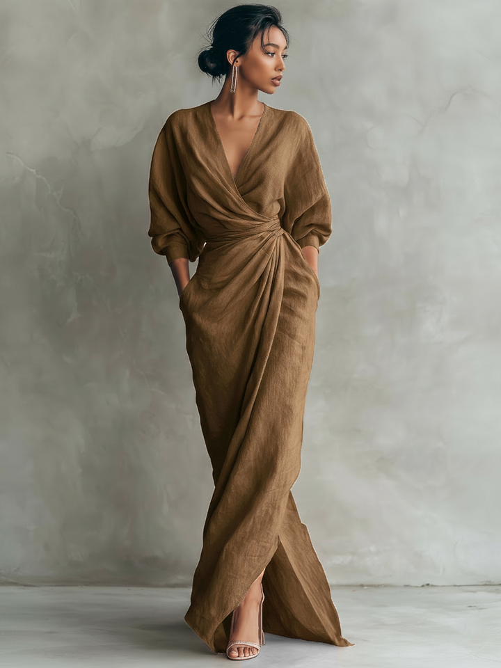Women's Effortless Minimalist Wrap Maxi Dress