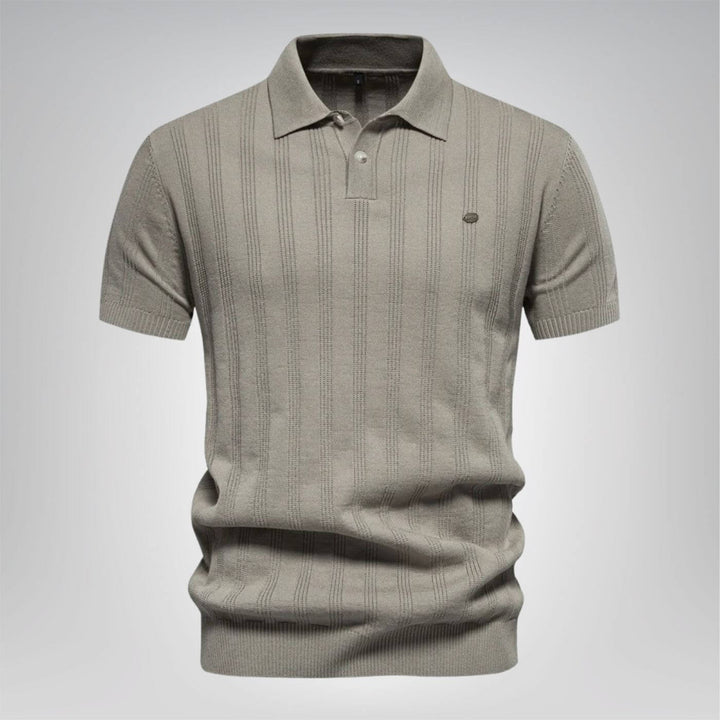 Leone Elegant Ribbed Polo, view 4 - Elena Harper