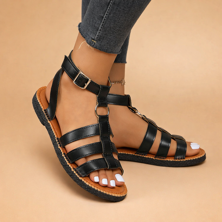 Elżbieta Gladiator sandals with straps and buckles, view 3 - Elena Harper