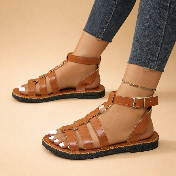 Elżbieta Gladiator sandals with straps and buckles, view 2 - Elena Harper