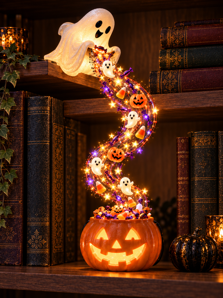 Halloween Cascade Shelf Light With Witch Design