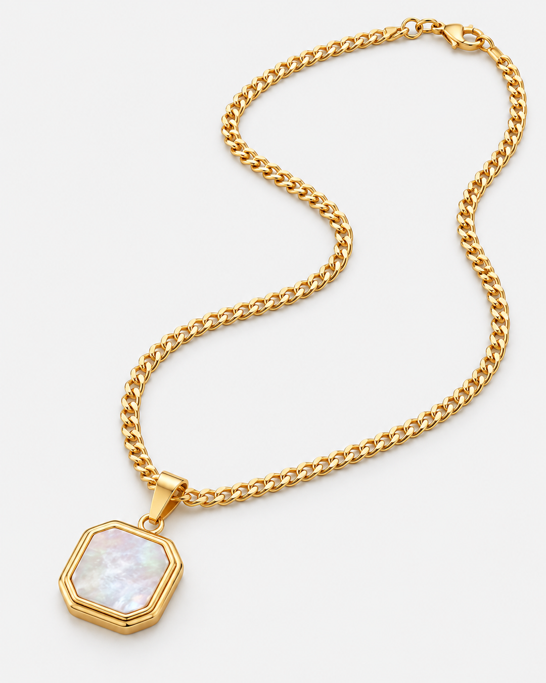Gold-Tone Square Pendant Necklace For Men