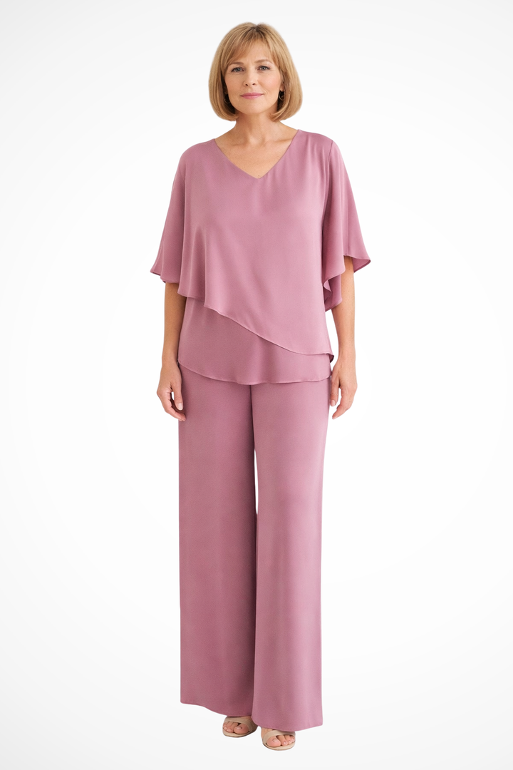 Women's Effortless Chic Two-Piece Top & Wide Leg Pants Set
