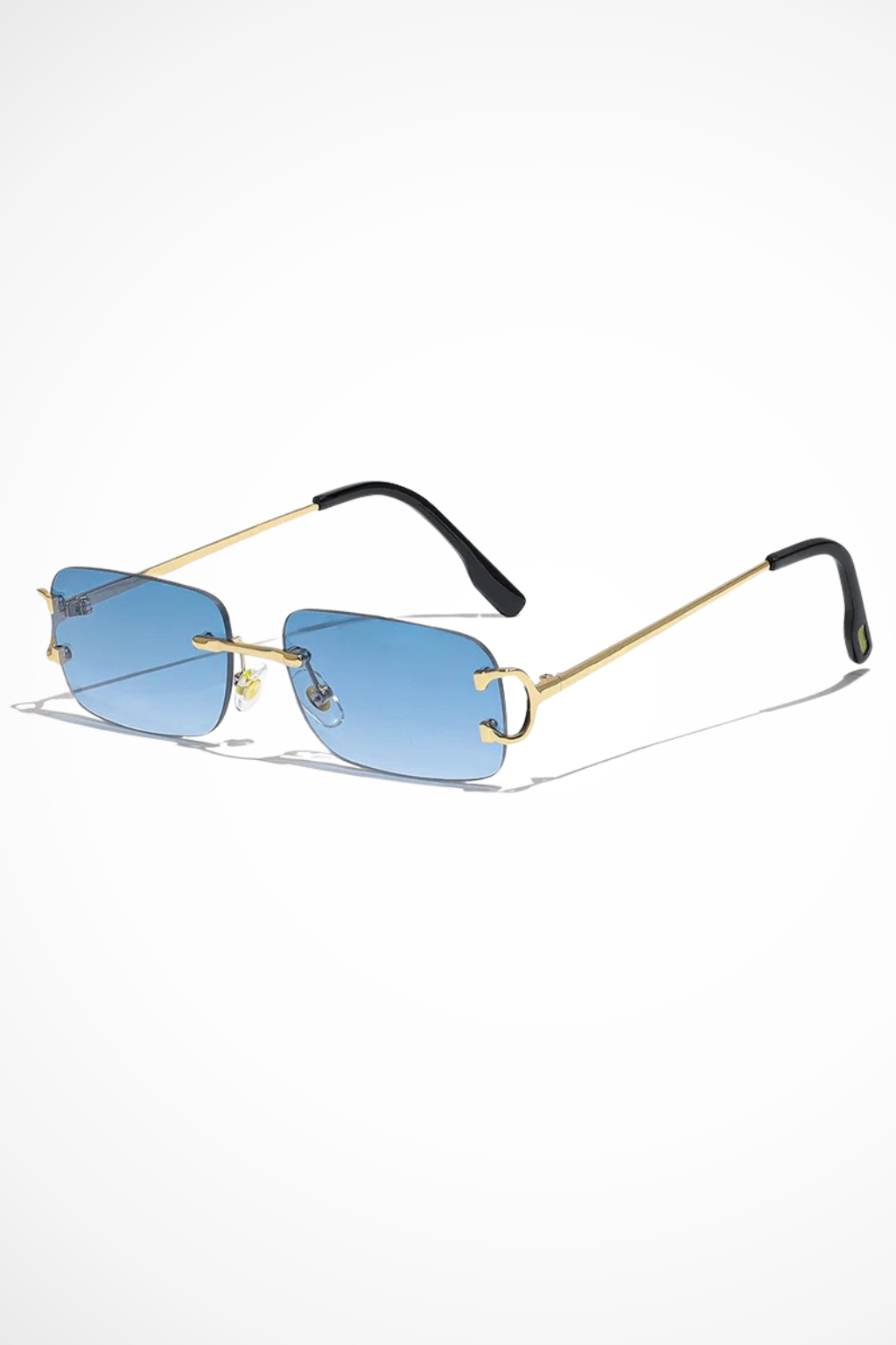 Women's Rimless Rectangle Tinted Gold Frame Sunglasses