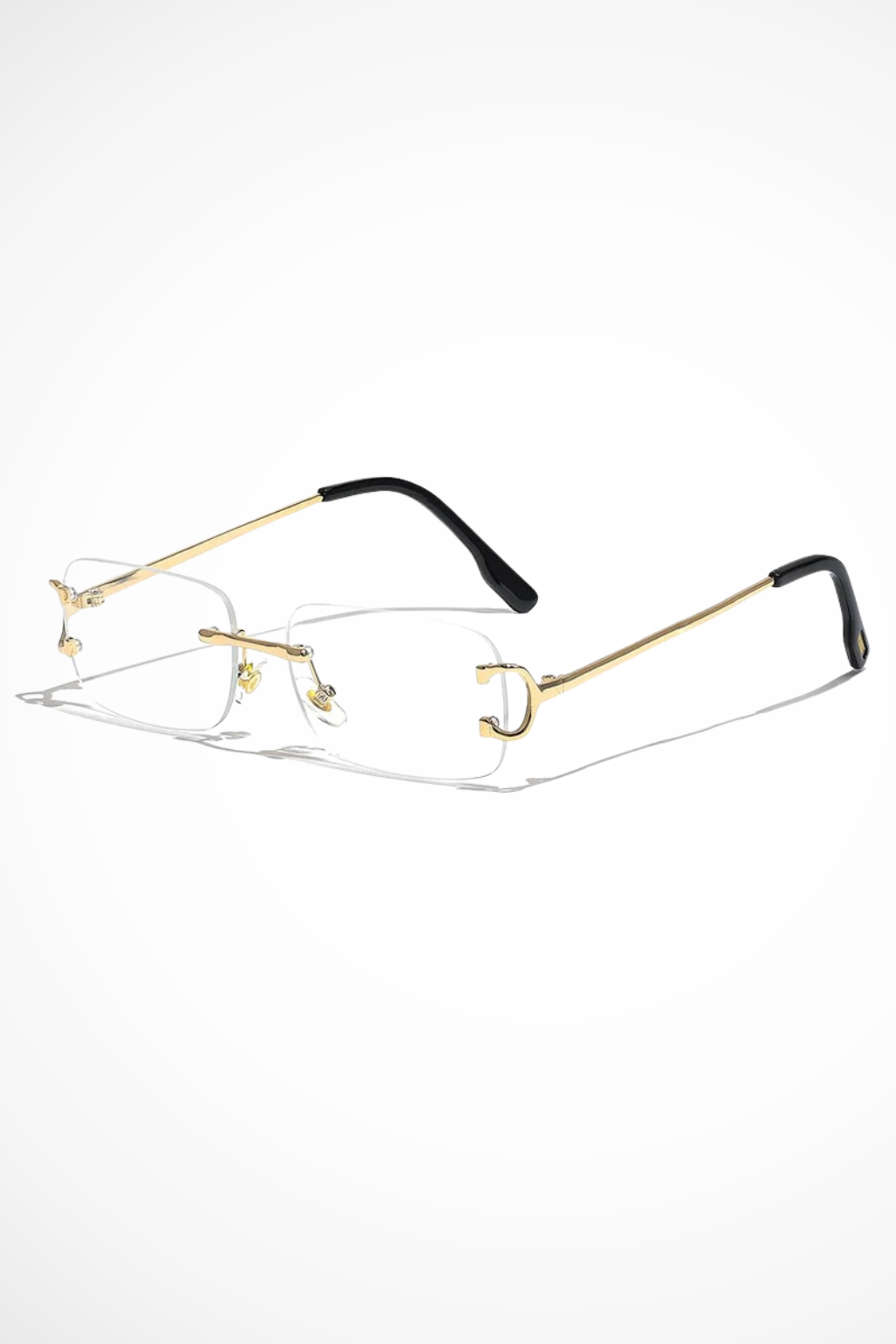 Women's Rimless Rectangle Tinted Gold Frame Sunglasses