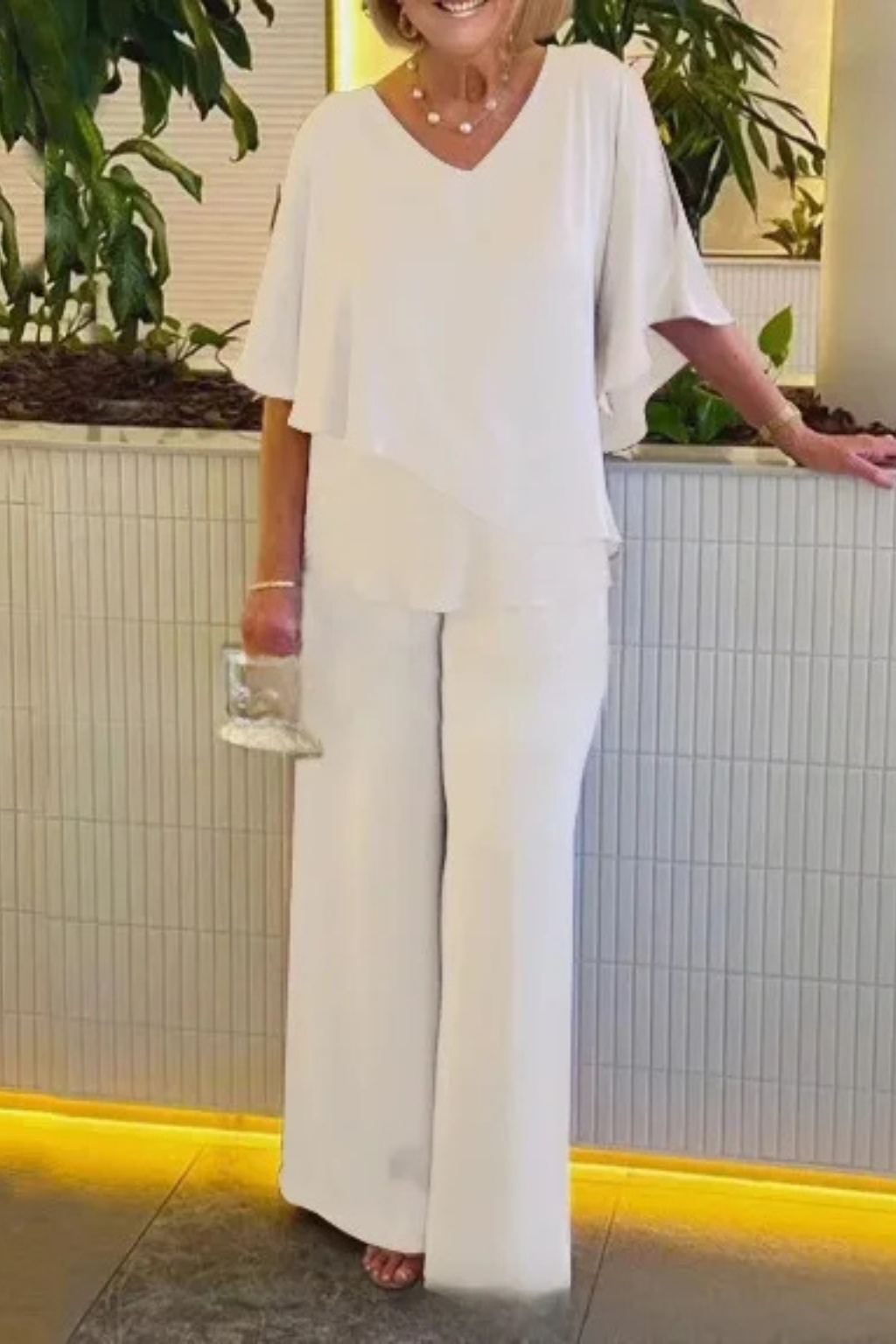 Women's Effortless Chic Two-Piece Top & Wide Leg Pants Set