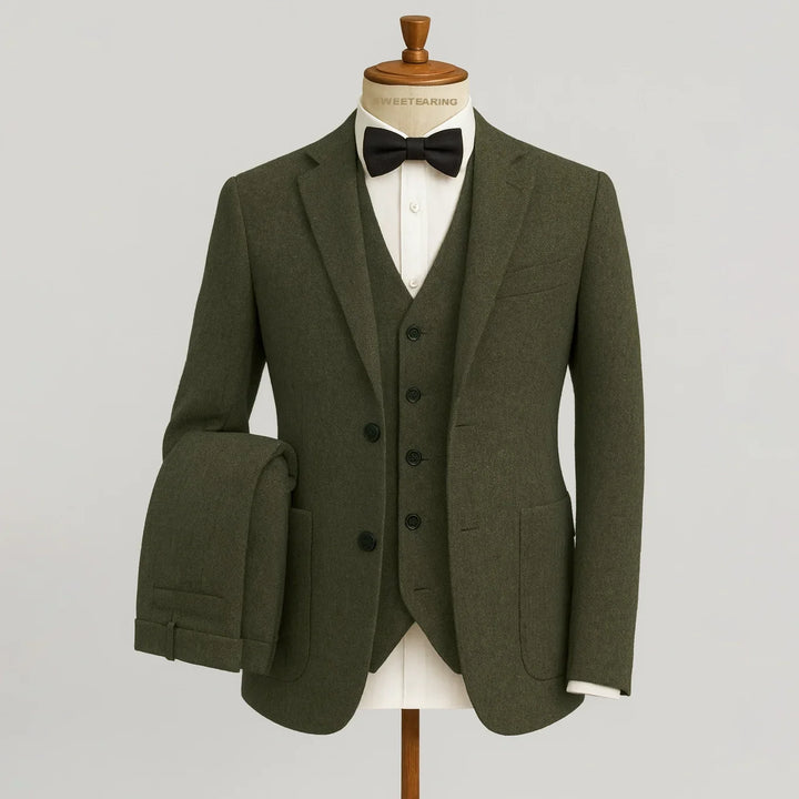 Harrington Oxford | Men Wedding Three‑Piece Suit Tweed