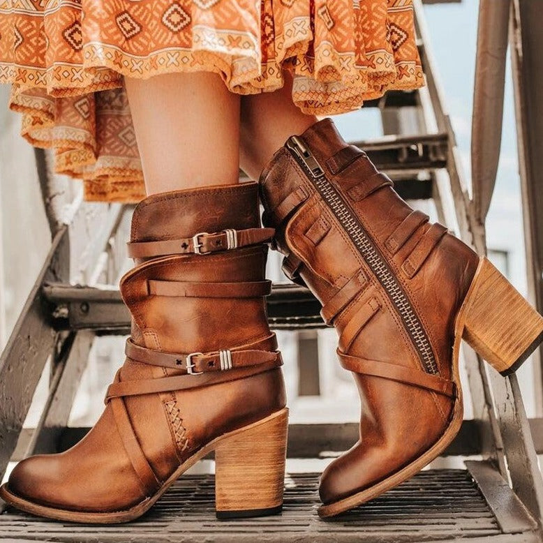 Aline - Women's Vintage Leather Boots