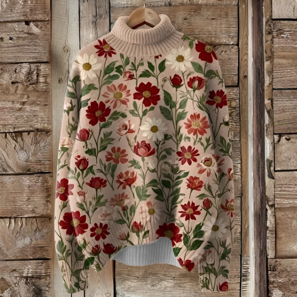 Jacqueline | Women's Winter Christmas Sweater with Floral Pattern