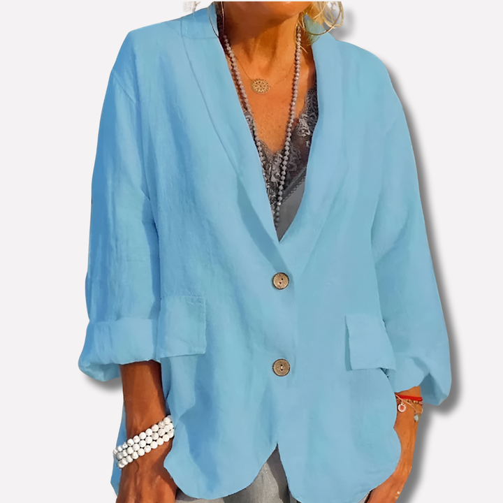 Women's Relaxed Blazer Button Detail Layer Jacket