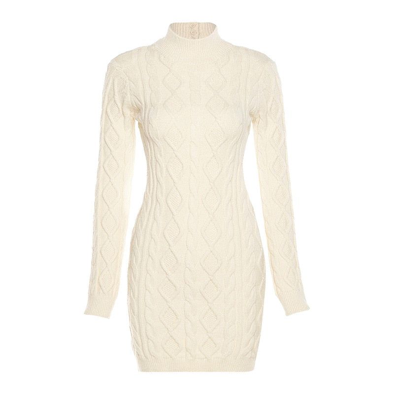 Faelan™ | Knitted mini dress with cut-out at the back