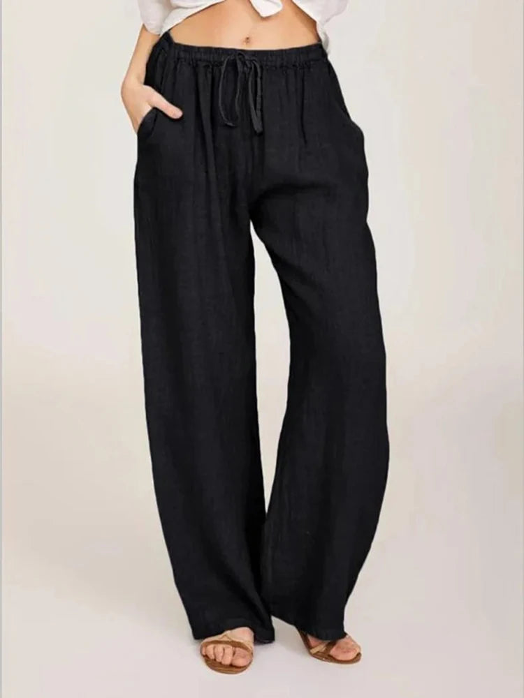 HEIDI Casual Loose-Fit Drawstring Waist Pants, view 3 - Elena Harper