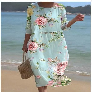 Women's Elegant Floral Midi Dress for Timeless Style - Elena Harper