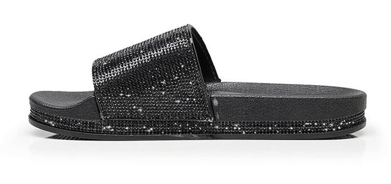 Women's Sparkling Crystal Embellished Slides Sandals
