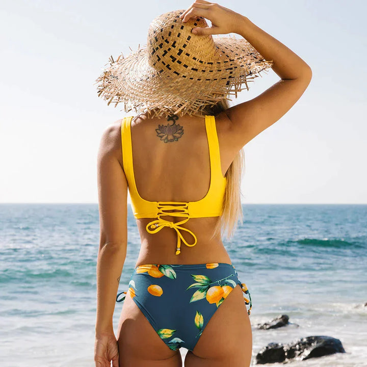 Trendy Wrap Bikini with Floral Pattern Lucille, view 4 - Elena Harper