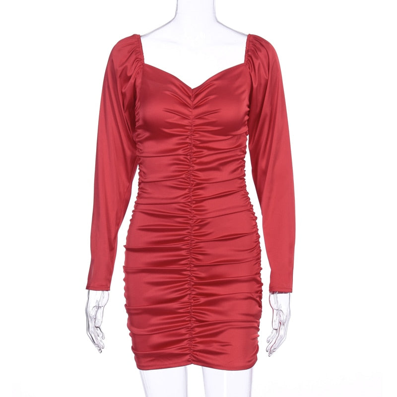 Yvonna - Pleated Satin Evening Dress