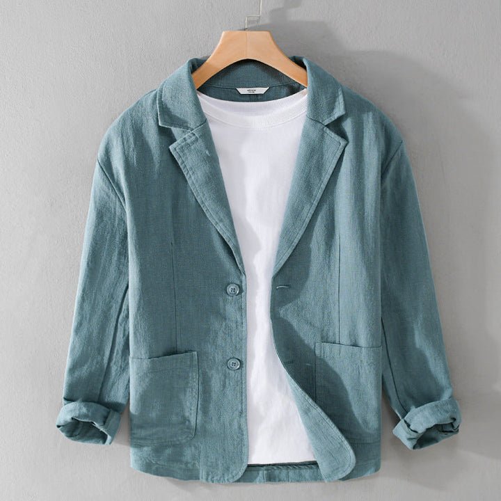 Men’s Single-Breasted Patch Pocket Linen Blazer