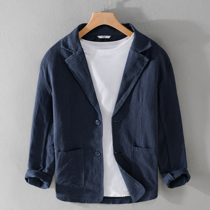 Men’s Single-Breasted Patch Pocket Linen Blazer