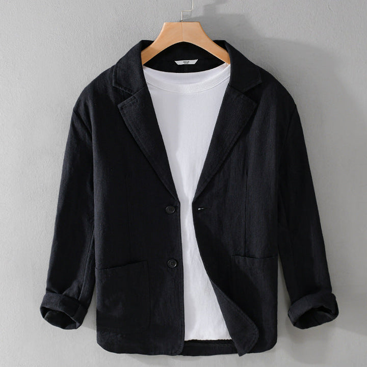 Men’s Single-Breasted Patch Pocket Linen Blazer