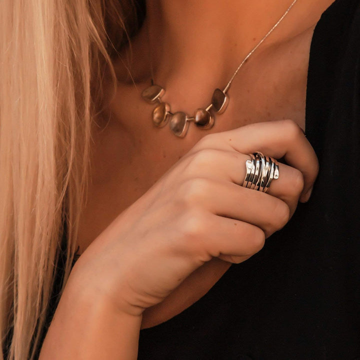 Bliss Vintage Thick Layer Silver Ring - Elena Harper
