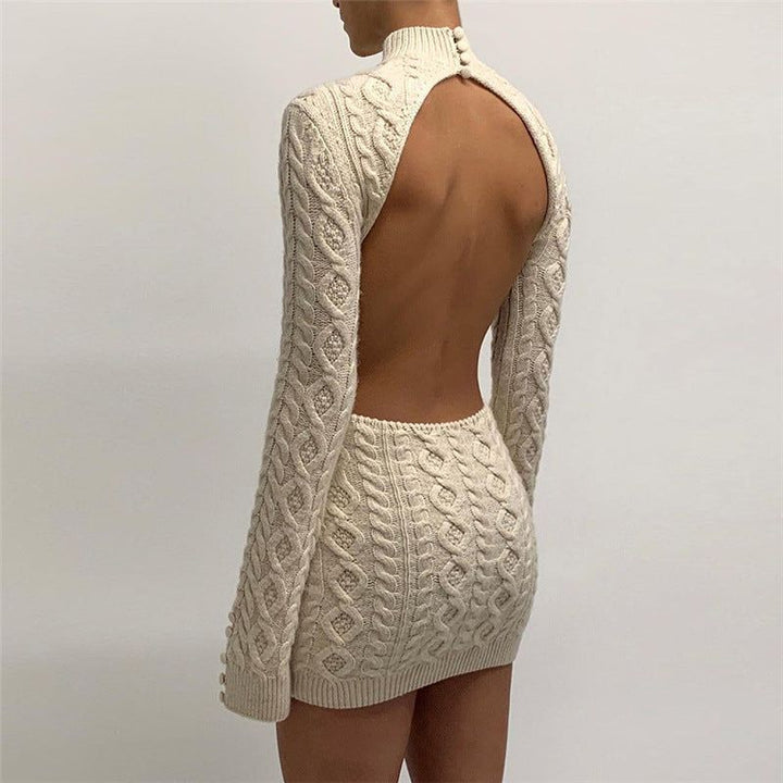 Faelan™ | Knitted mini dress with cut-out at the back