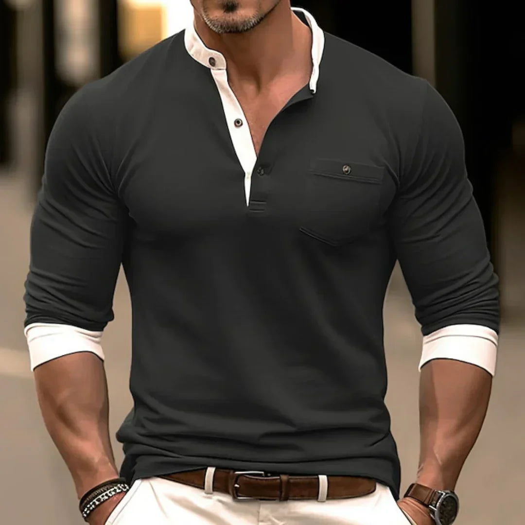 Men's Versatile Long-Sleeve Casual Button-Down Shirt