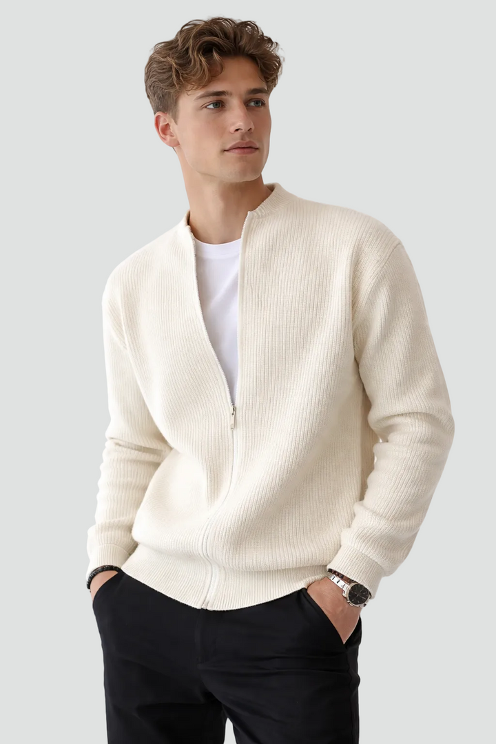 Men's Ribbed Vest with Zipper and Comfortable Fit