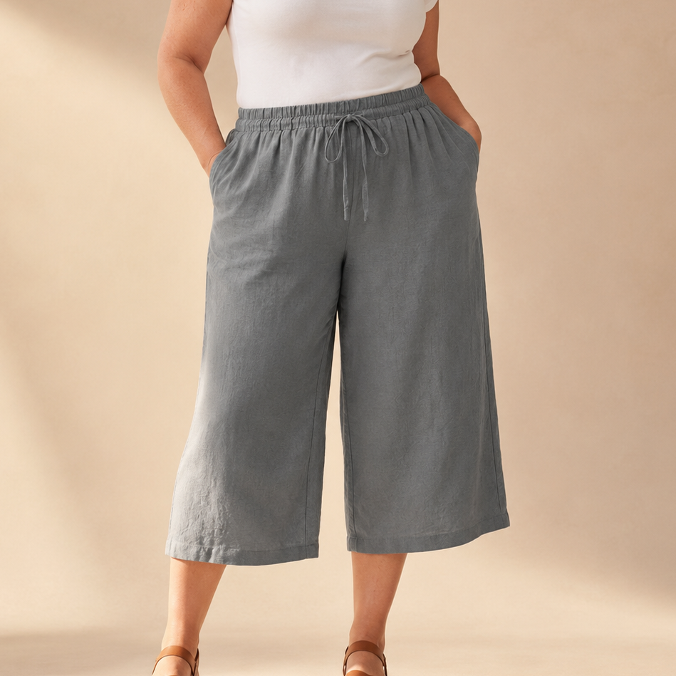 Calmara Cropped Wide-Leg Drawstring Pants - Elena Harper