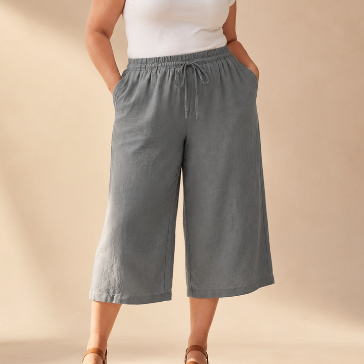Calmara Cropped Wide-Leg Drawstring Pants - Elena Harper