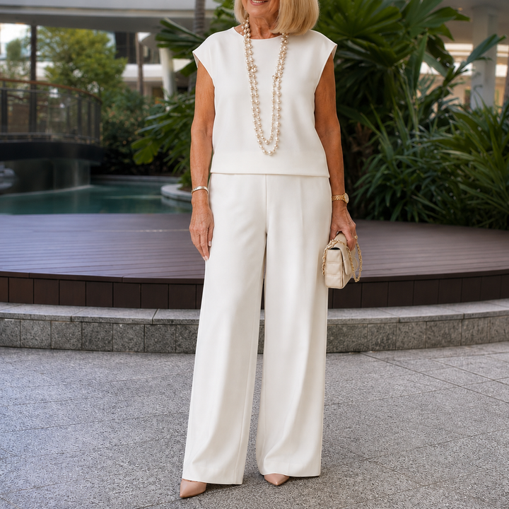 Appia Miceli Cap Sleeve Top and Wide Leg Pants Set for Women - Elena Harper