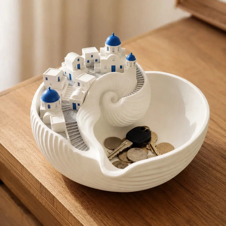 Cycladia Santorini Sculpted Catch-All Bowl for Entryway Keys - Elena Harper