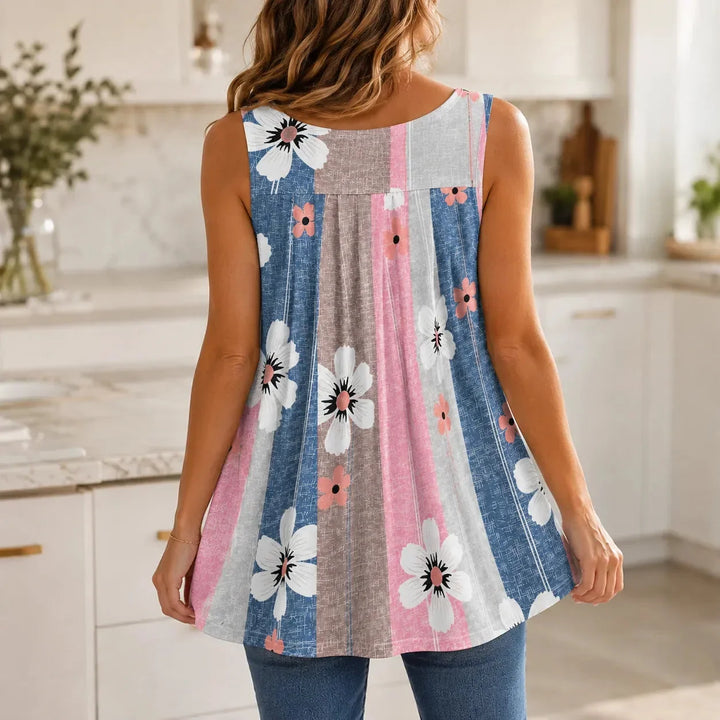Bellavora Pleated Square-Neck Swing Tank Top for Women - Elena Harper