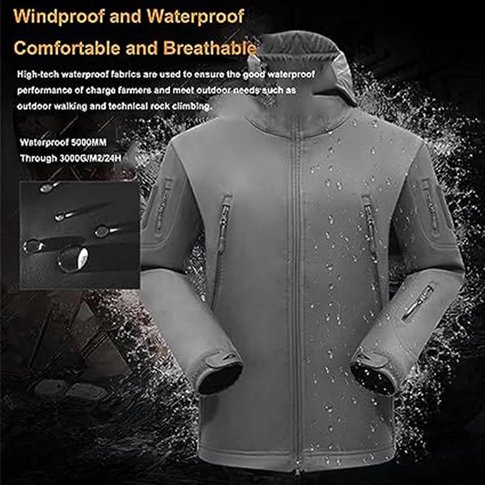 Men's Winter Jacket Windproof Weather Protection with Zipper Pockets